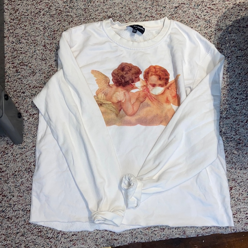 New Girl Order Print Cropped Sweatshirt Size Large
